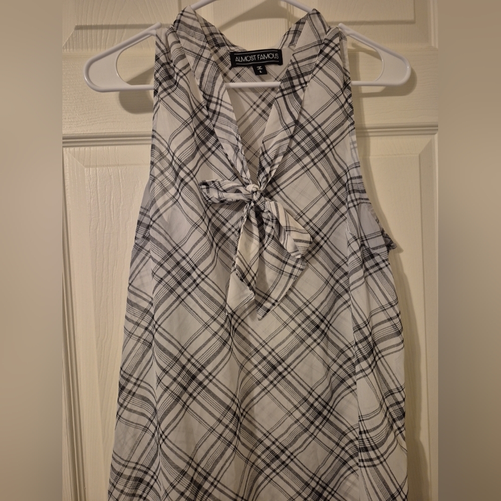 August Silk Women's Black and White Plaid Top - Picture 5 of 5